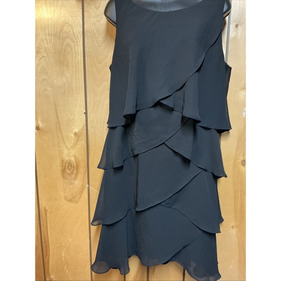 Dressbarn Collection Size 16 Black Cocktail Dress Chiffon Ruffles Sleeveless - Picture 6 of 16